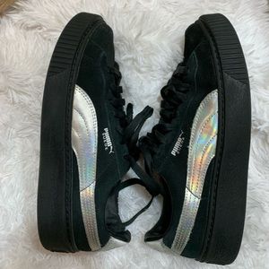 Puma suede platform with holographic sides
